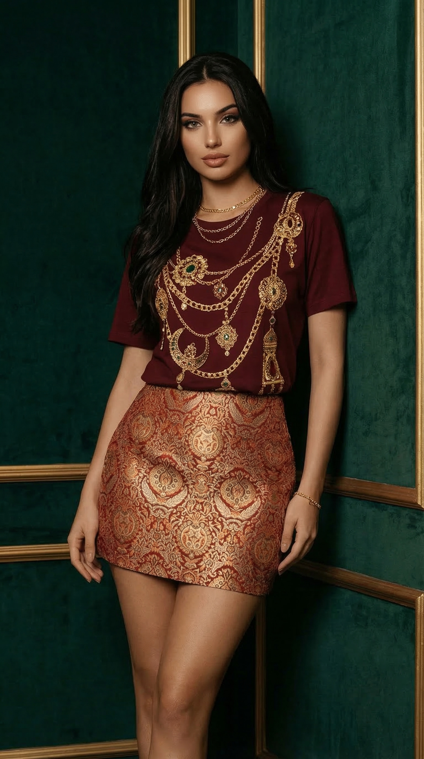 Rajkumari Brocade A-line Mini Skirt
